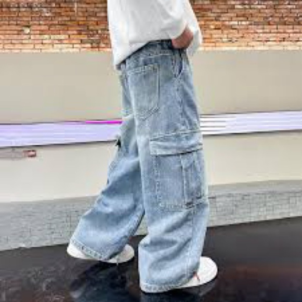 abercrombie kids light blue high rise wide leg jeans